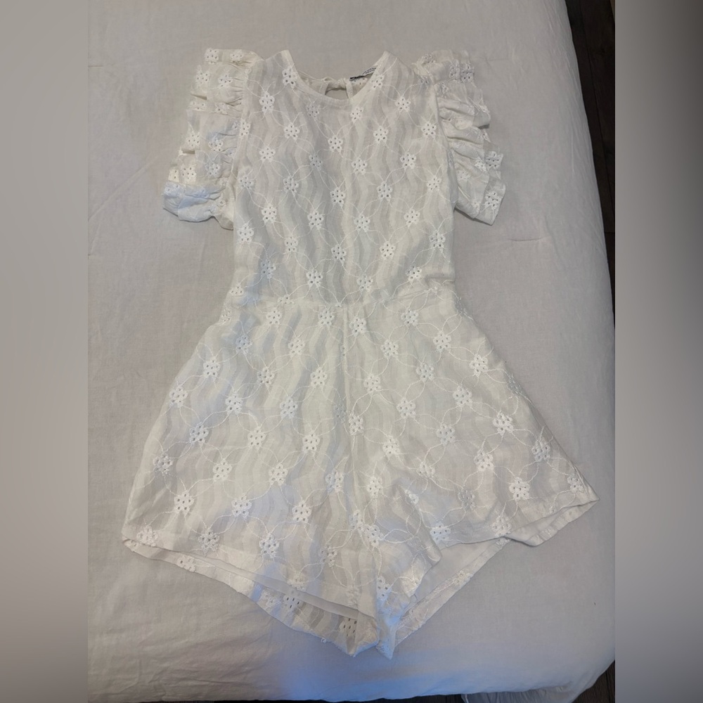 Zara White Puff Sleeve Romper